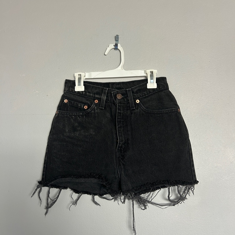 Levi's Black Frayed Jean Shorts